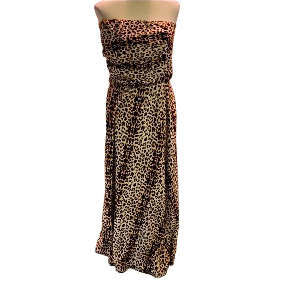 Absolutely Love It Women 1X Bandeau Maxi Dress Exotic Animal Print Diva Boho